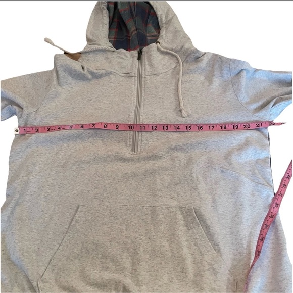 Ampersand Avenue Womens XXL Pullover Hoodie Plaid Accents Zipper Thumb Holes - Picture 10 of 11